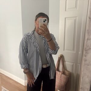 Blue and White Striped Shirt